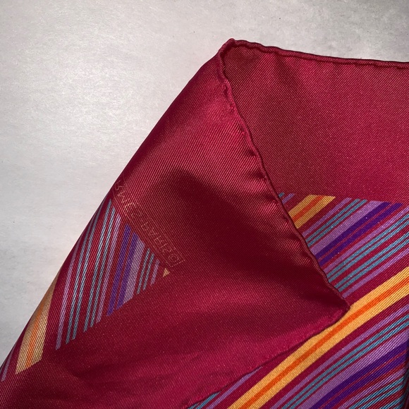 authentic HERMÈS 100% silk pink STRIPED gavroche - Picture 4 of 5